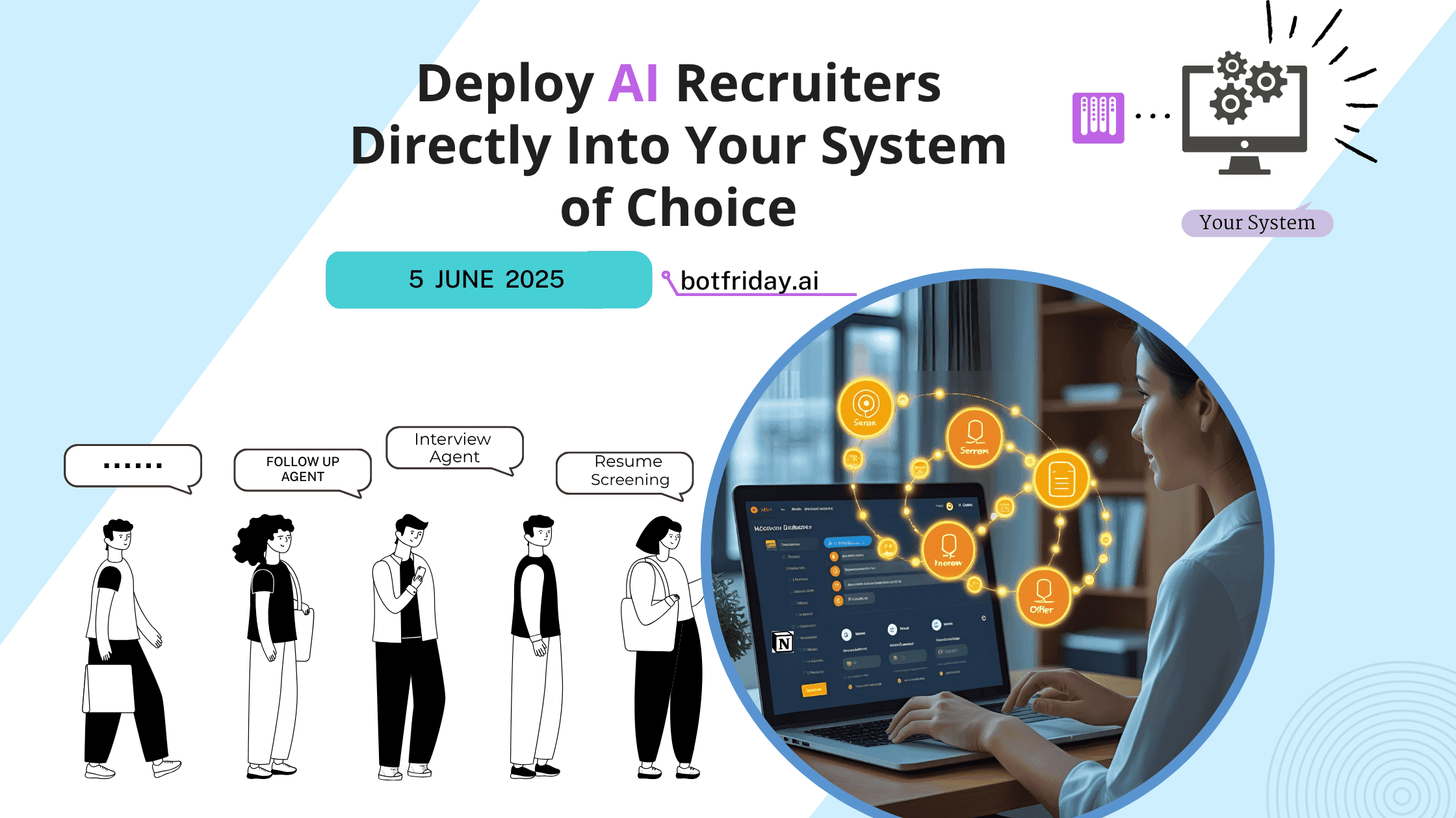 Deploy AI Recruiters Directly Into Your System of Choice